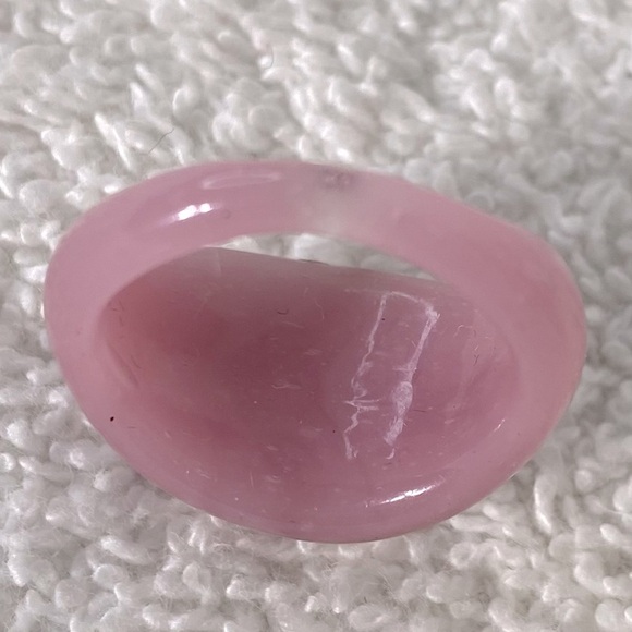 Vintage Art Glass Handmade Pink Blue Bronze Glitter Band Ring - Picture 8 of 11